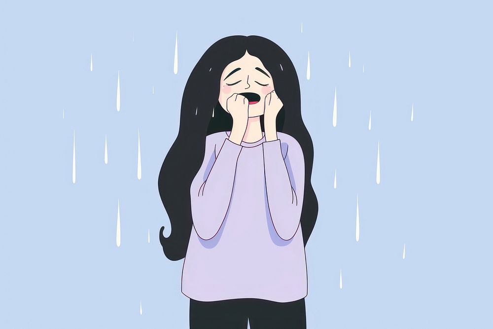 Girl crying cartoon adult disappointment. AI generated Image by rawpixel.