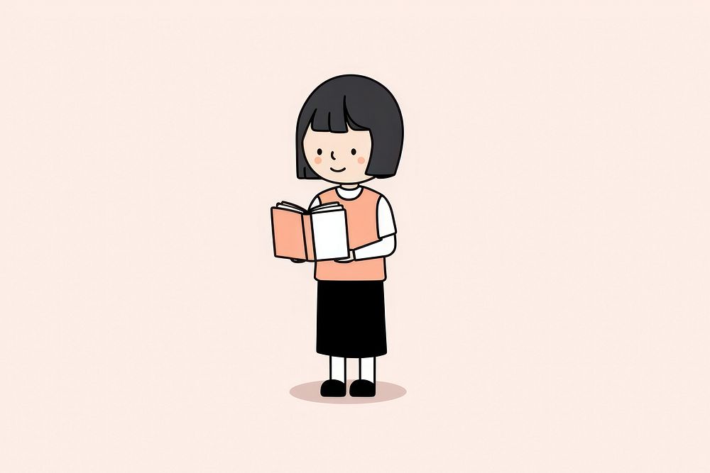 Girl holding book cartoon publication creativity. AI generated Image by rawpixel.