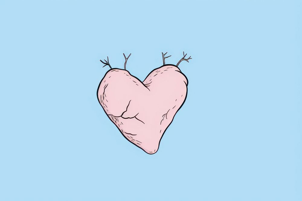 Heart cartoon drawing sketch. AI generated Image by rawpixel.