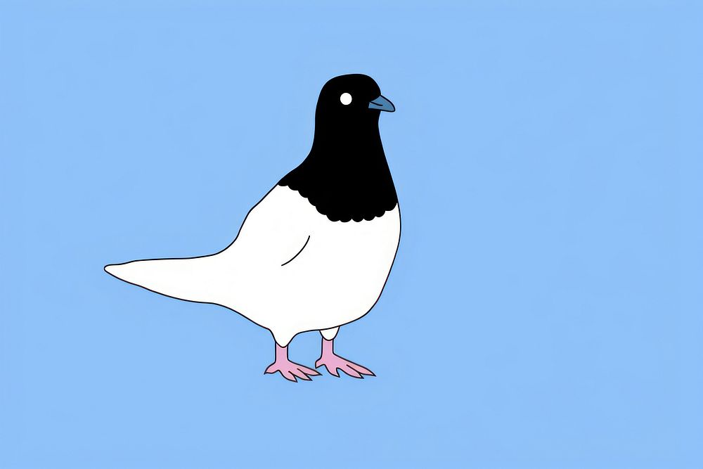 Pigeon cartoon animal black. AI generated Image by rawpixel.
