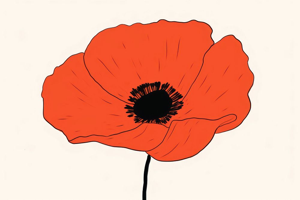Poppy cartoon flower petal. AI generated Image by rawpixel.