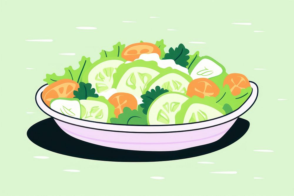 Salad cartoon food meal. AI generated Image by rawpixel.