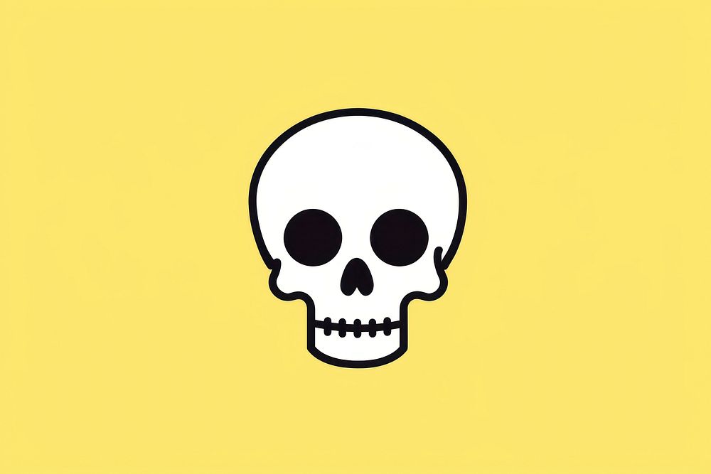 Skull cartoon stencil yellow. AI generated Image by rawpixel.