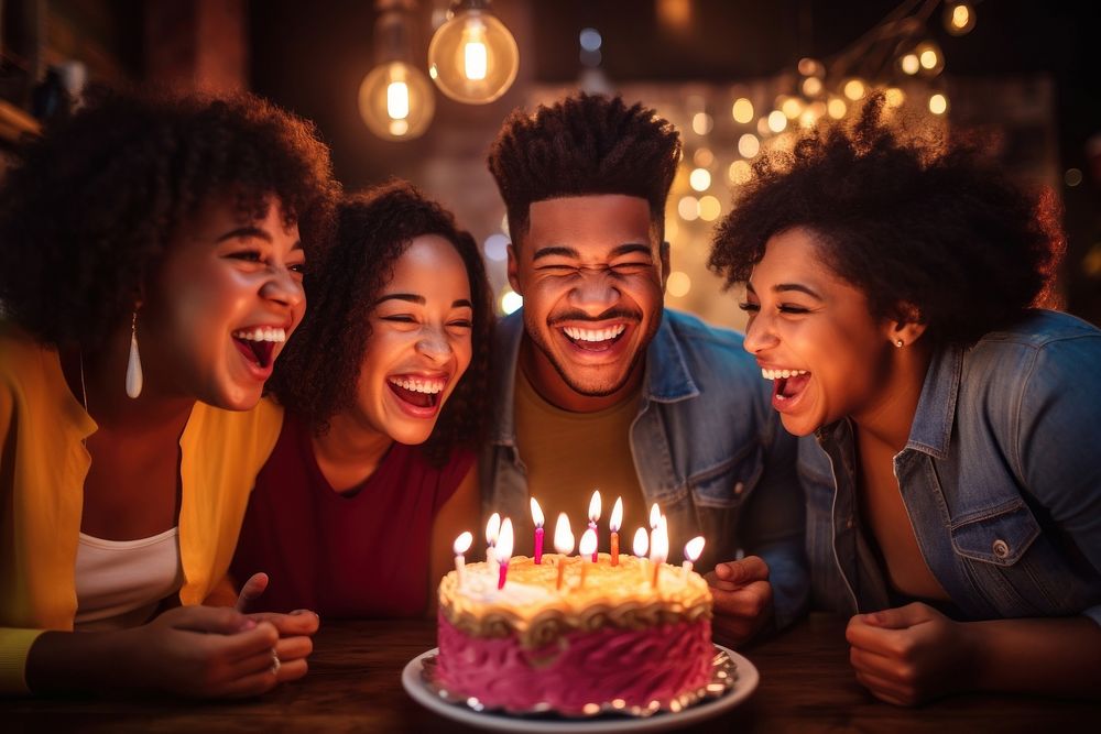 African american party cake cheerful. AI generated Image by rawpixel.