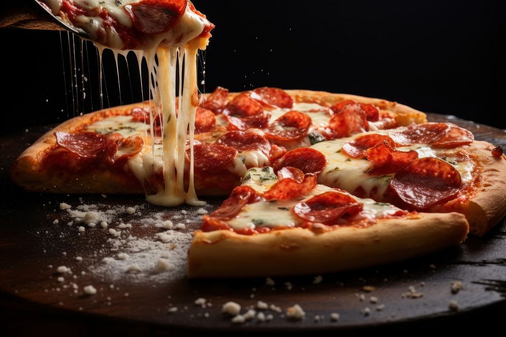 Pizza food mozzarella pepperoni. 