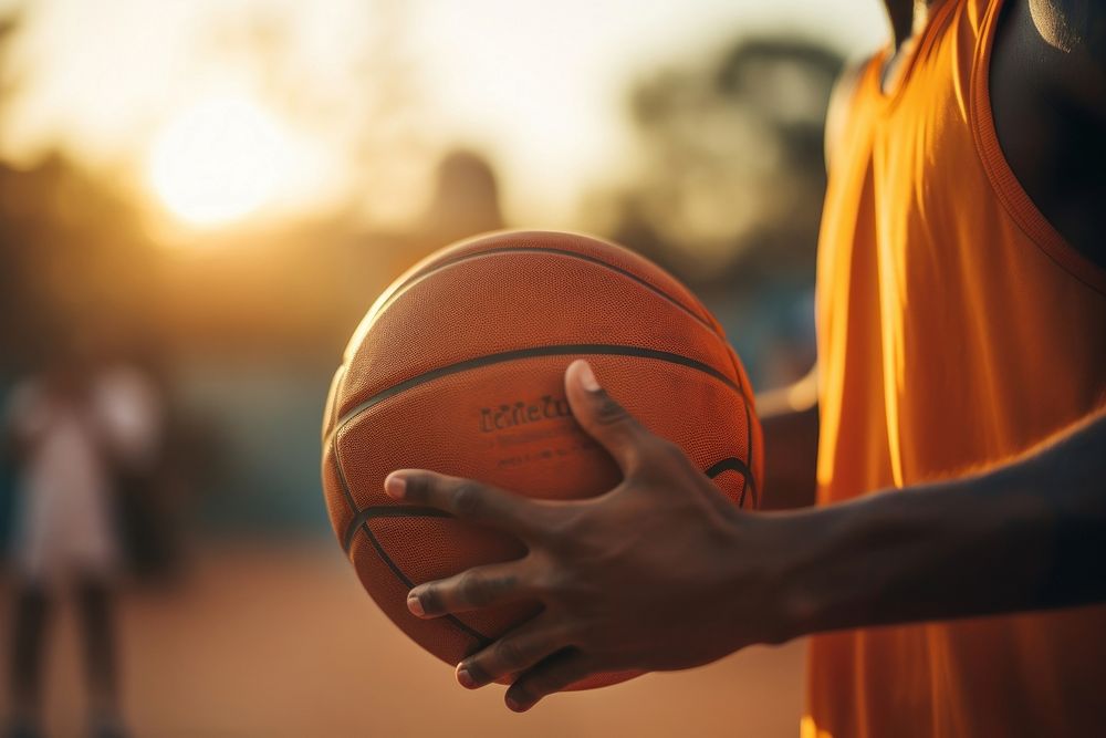 Black man playing basketball sports competition exercising. AI generated Image by rawpixel.