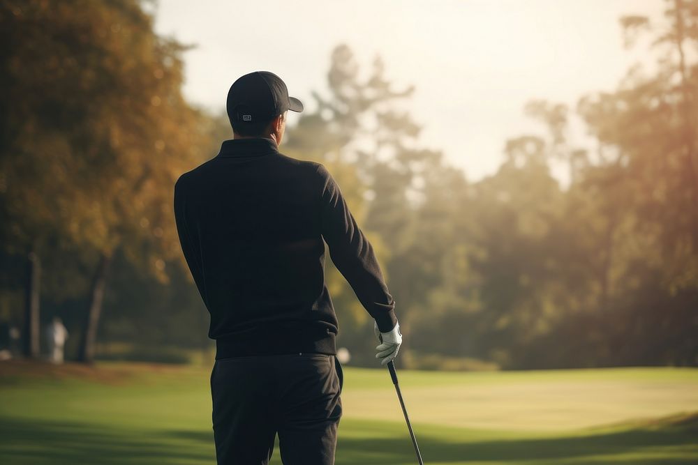 Man swinging golf club sports outdoors nature. AI generated Image by rawpixel.