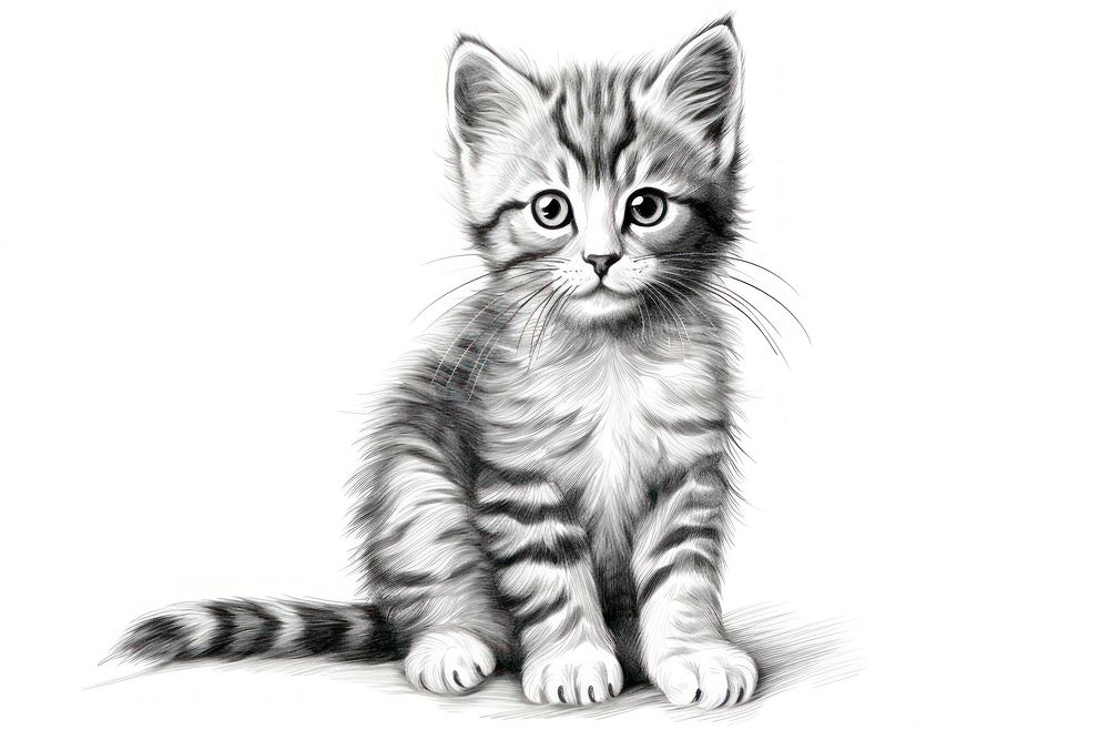 Cute kitten drawing mammal animal. AI generated Image by rawpixel.