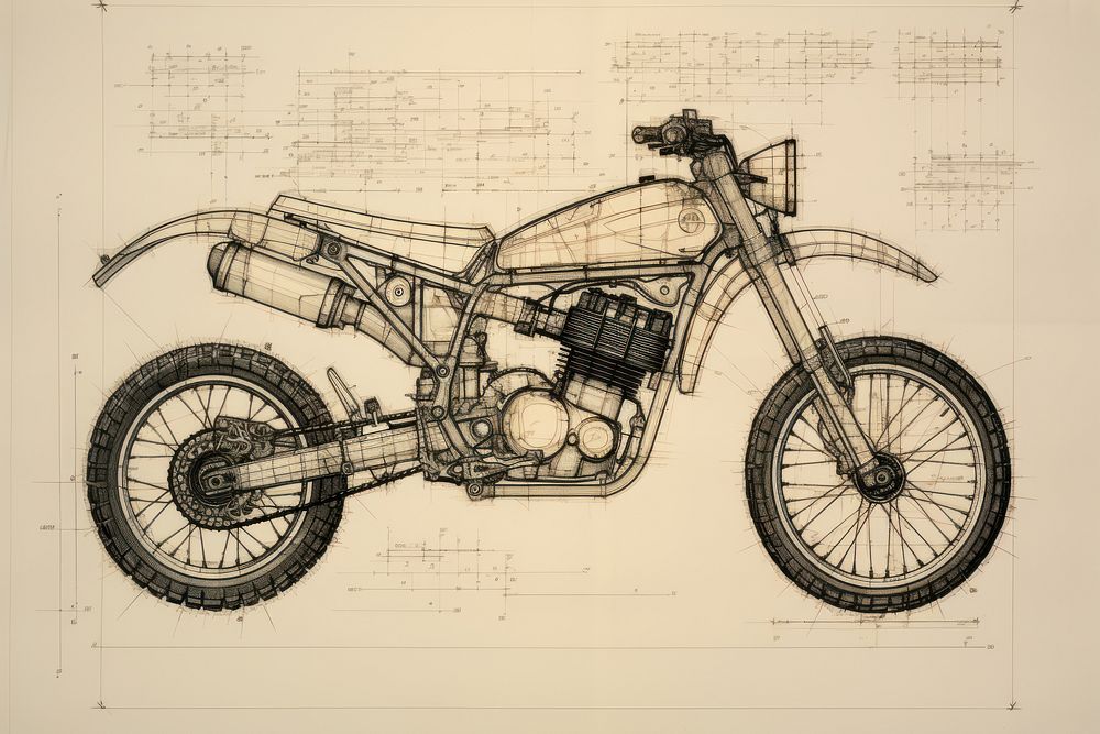 Bike drawing motorcycle vehicle. AI generated Image by rawpixel.