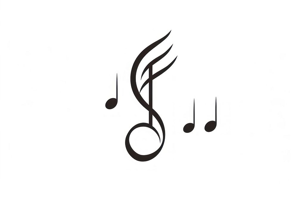 Musical note calligraphy line logo. AI generated Image by rawpixel.