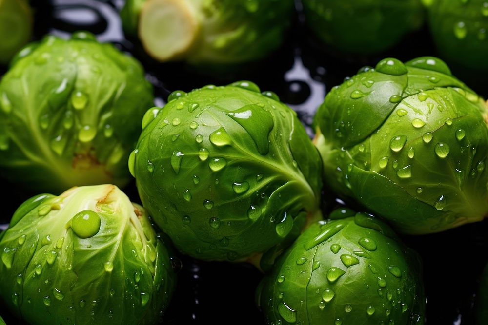 Brussel sprouts food vegetable plant. AI generated Image by rawpixel.