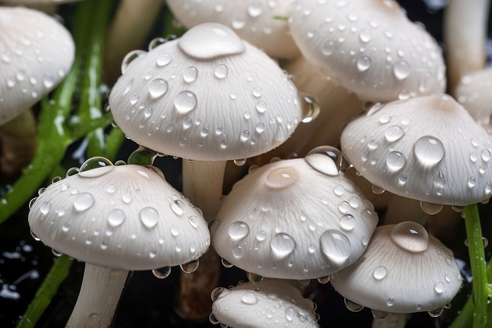 White mushrooms fungus agaric plant. AI generated Image by rawpixel.