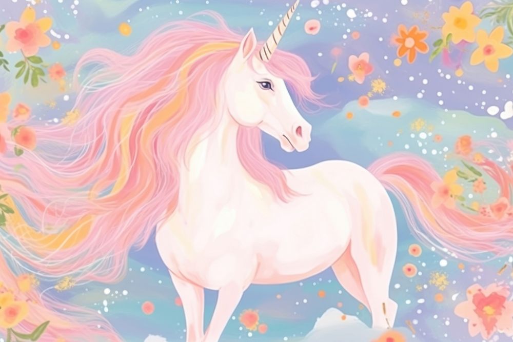 Unicorn art abstract painting. AI generated Image by rawpixel.