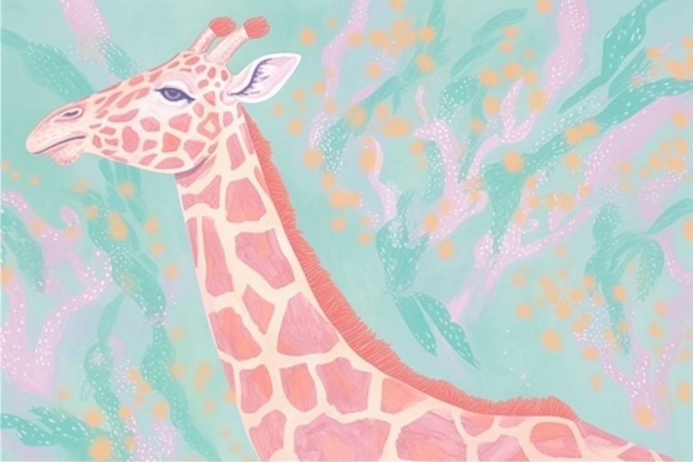 Giraffe art wildlife animal. AI generated Image by rawpixel.