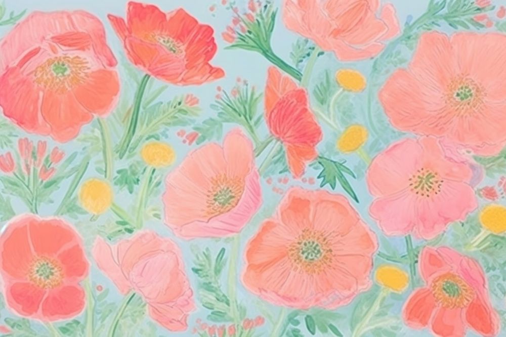 Poppies art painting pattern. AI generated Image by rawpixel.