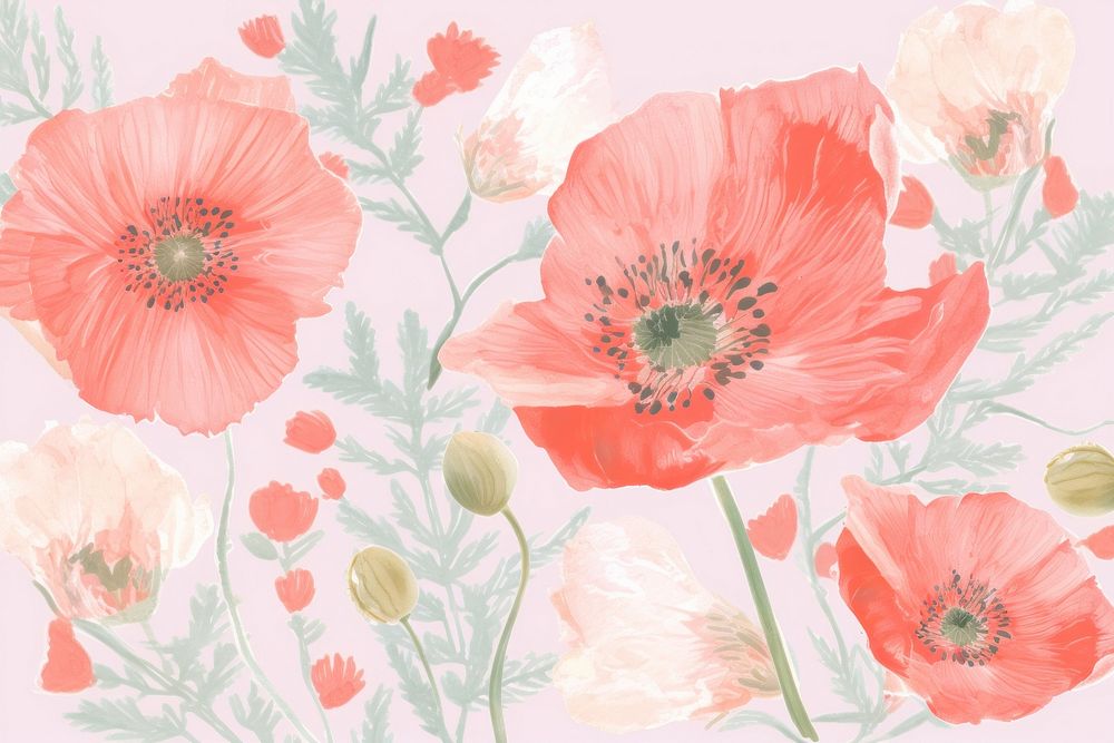 Poppies flower poppy petal. AI generated Image by rawpixel.