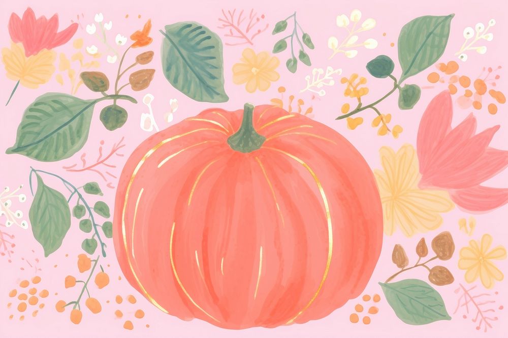 Pumpkin vegetable pattern plant. AI generated Image by rawpixel.
