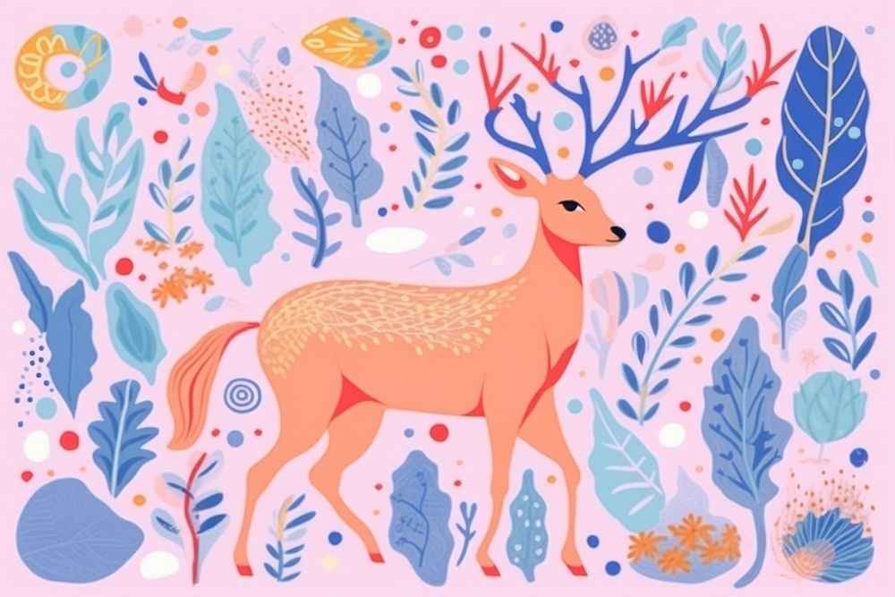 Reindeer art pattern drawing. AI | Free Photo Illustration - rawpixel