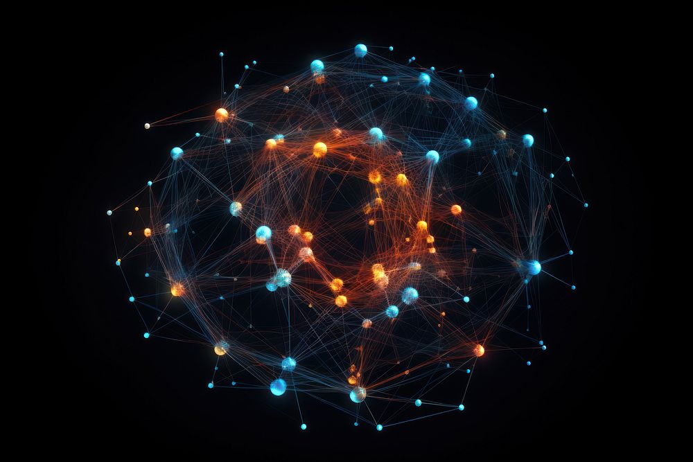 Network spreading fireworks circle night. AI generated Image by rawpixel.