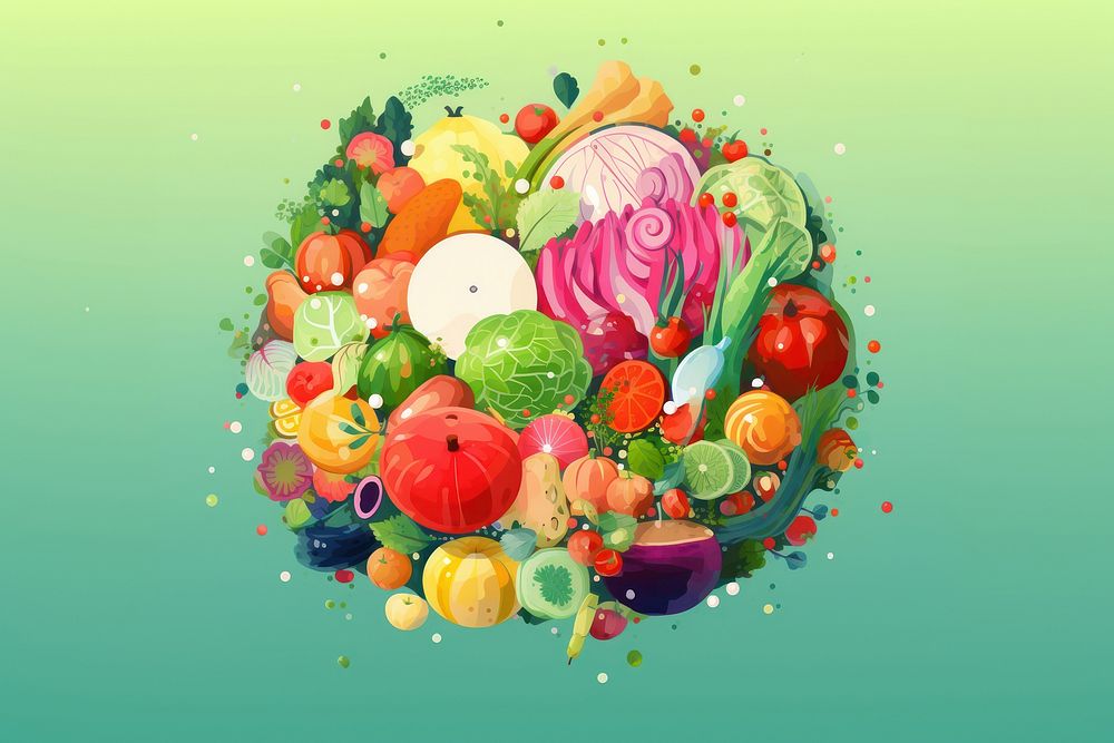 Healthy vegetables and fruits food freshness variation. AI generated Image by rawpixel.