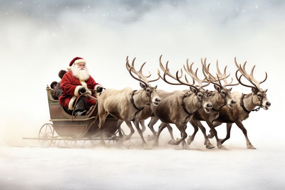 Santa with presents christmas livestock outdoors. AI generated Image by rawpixel.