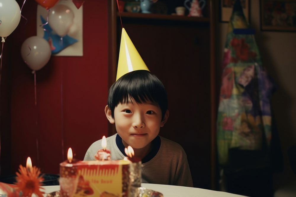 Japanese boy party birthday smiling. AI generated Image by rawpixel.