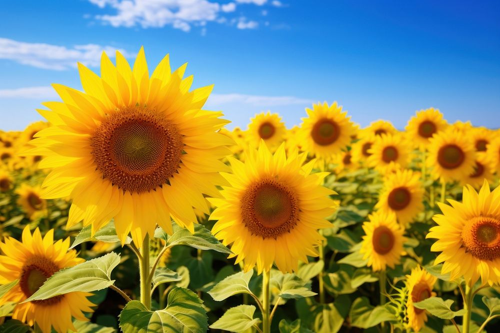 Sunflowers nature landscape outdoors. AI generated Image by rawpixel.