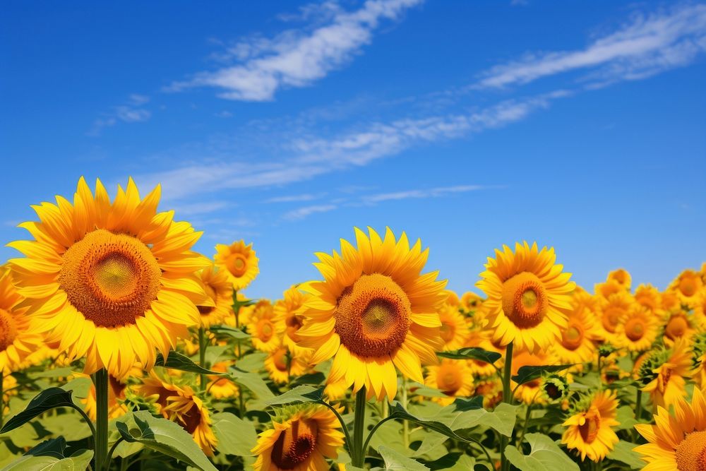 Sunflowers nature field sky. AI generated Image by rawpixel.