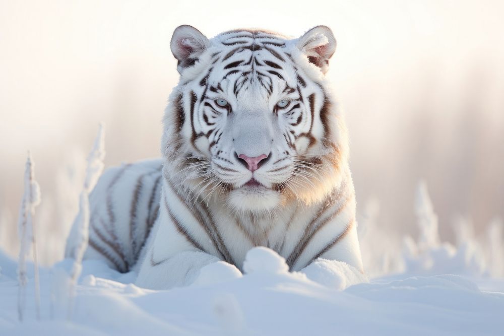 White bengal tiger wildlife animal mammal. AI generated Image by rawpixel.