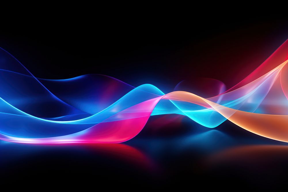 Multicolored wavy moving light trails pattern illuminated backgrounds. AI generated Image by rawpixel.
