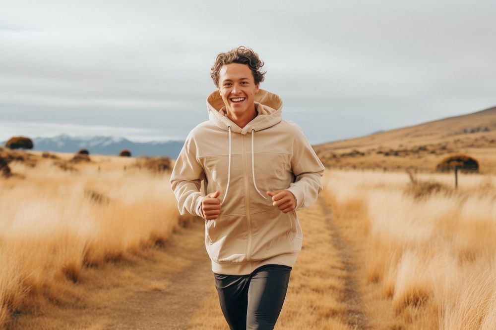 Photo of a man running on foot path jogging sports tranquility. AI generated Image by rawpixel.