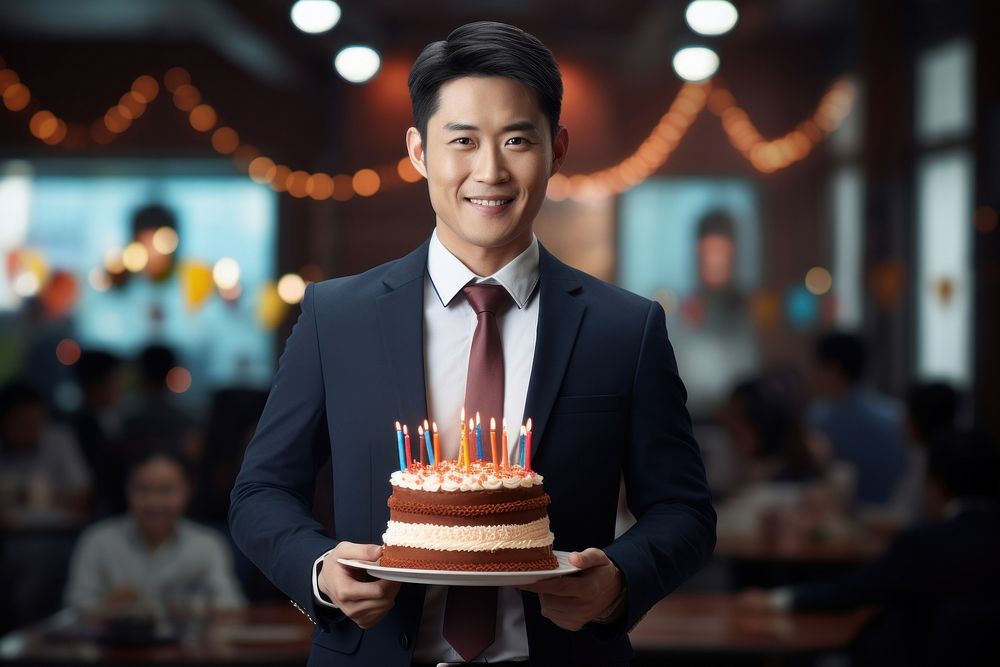Chinese businessman cake birthday dessert. AI generated Image by rawpixel.
