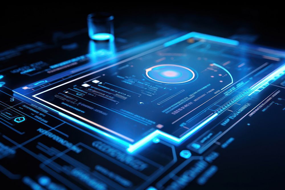 Futuristic graphical user interface electronics computer diagram. AI generated Image by rawpixel.
