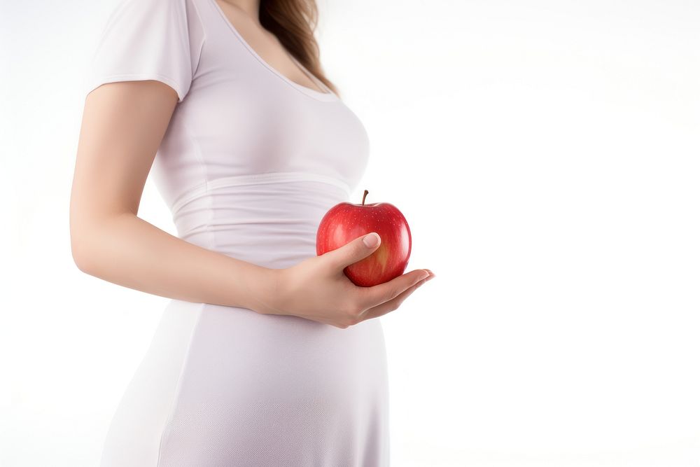 Hand holding apple pregnant woman adult plant. AI generated Image by rawpixel.