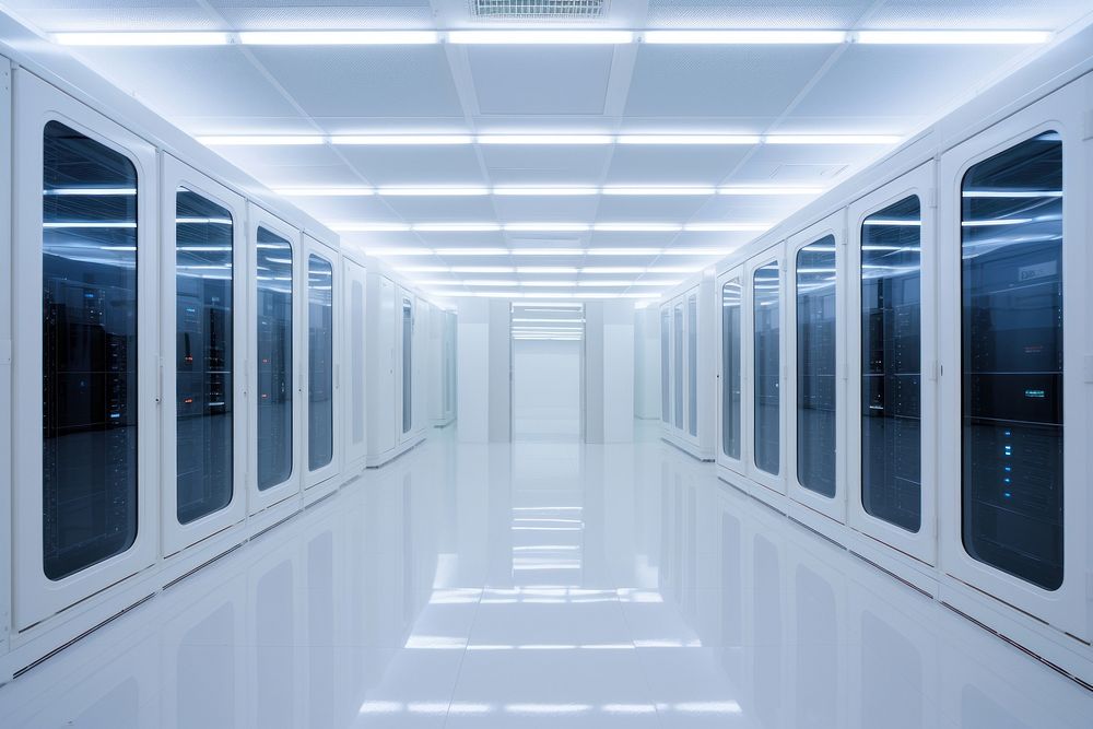 Server room architecture corridor building. AI generated Image by rawpixel.