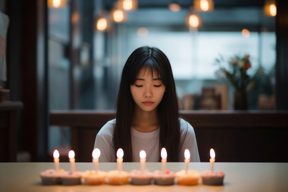 Taiwanese girl birthday candle cake. AI generated Image by rawpixel.