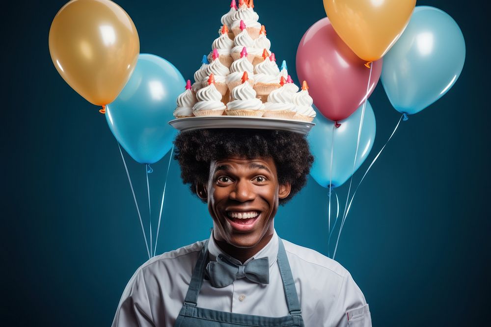 African american balloon smile cake. AI generated Image by rawpixel.