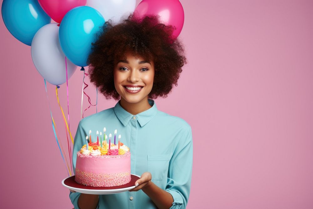 African american women balloon cake cheerful. AI generated Image by rawpixel.