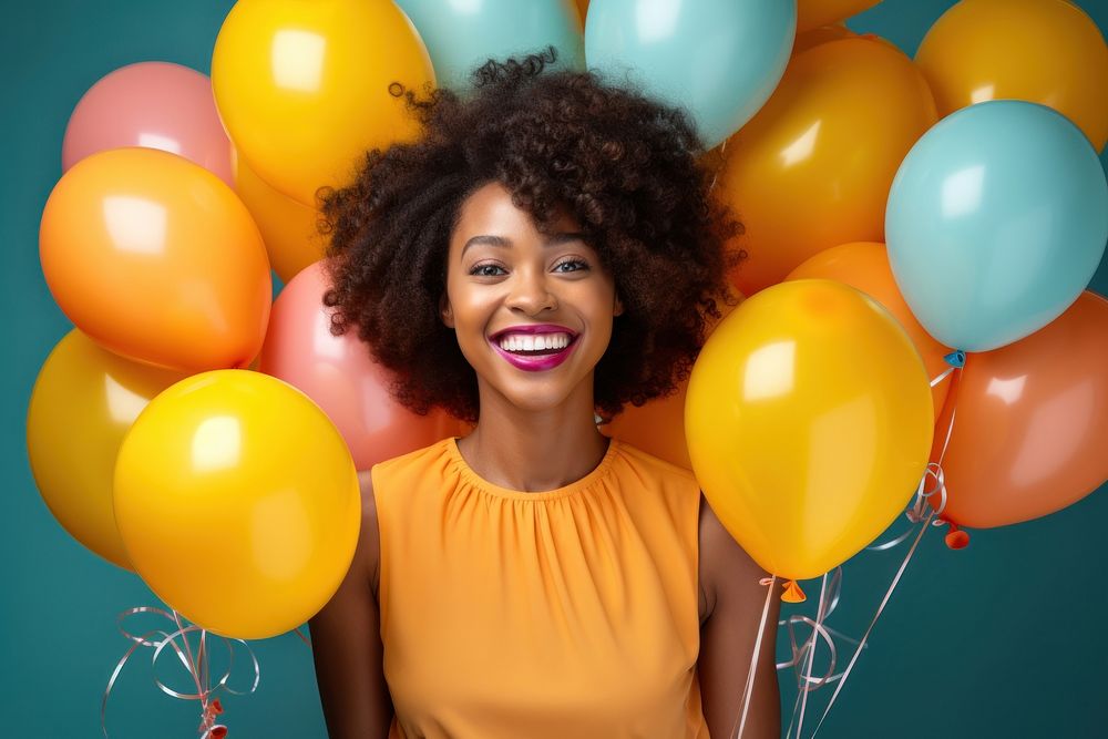 African american women balloon smile cheerful. AI generated Image by rawpixel.