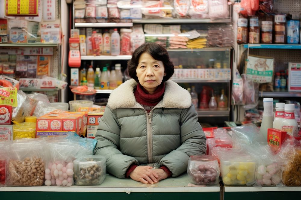 Korean woman supermarket looking adult. AI generated Image by rawpixel.