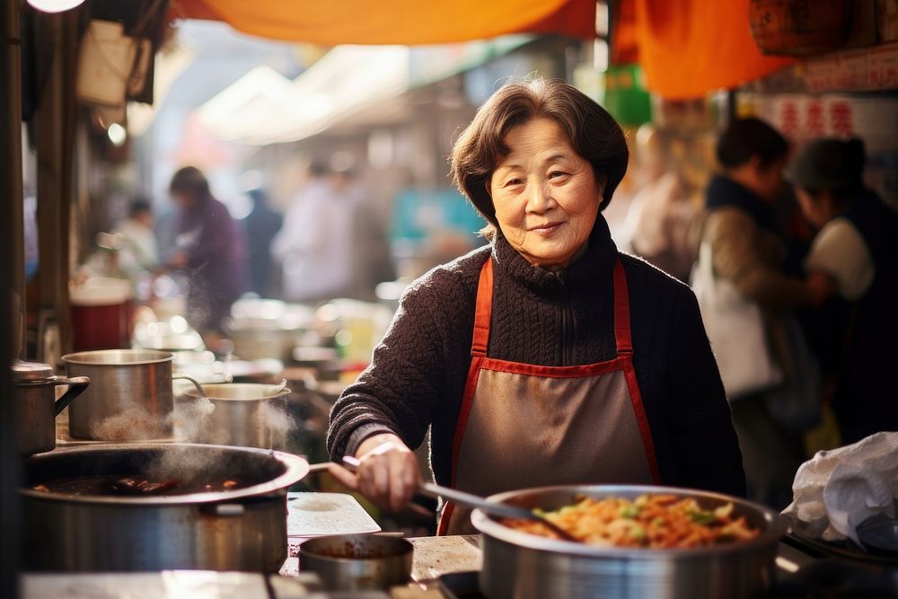 Korean woman food street adult. AI generated Image by rawpixel.