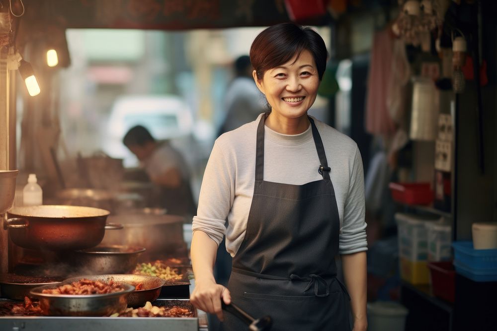 Korean woman street adult food. AI generated Image by rawpixel.