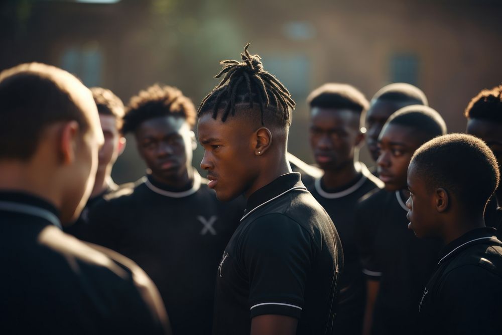 Black students gathering before basketball game sports adult architecture. AI generated Image by rawpixel.