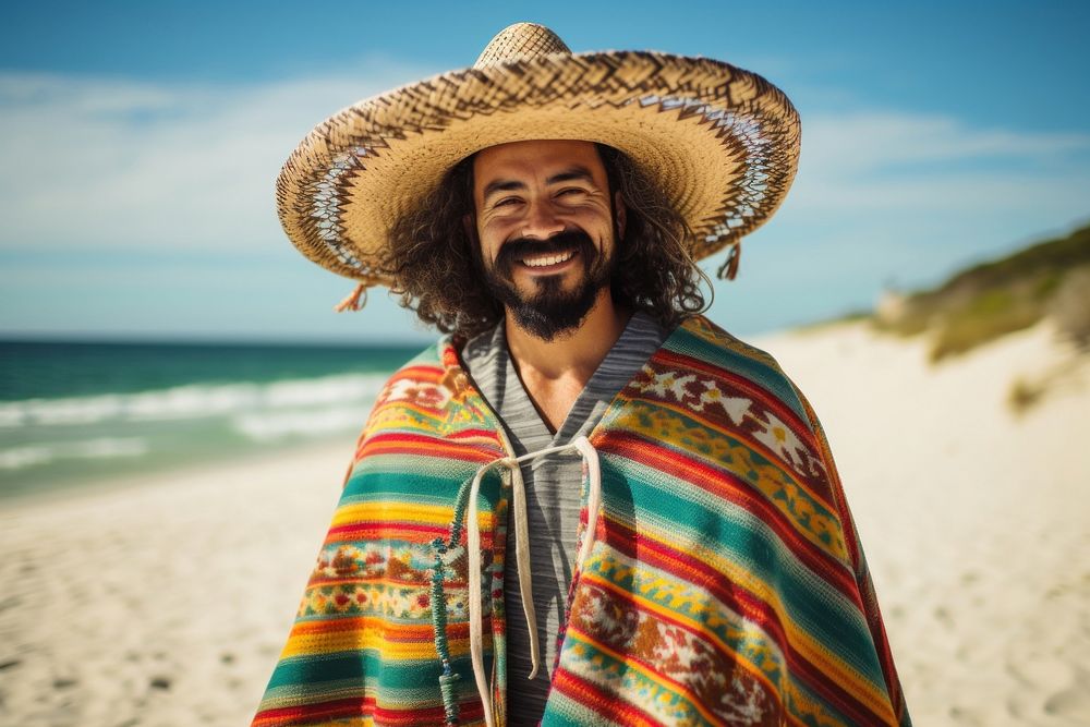 Hispanic mexican man beach standing portrait. AI generated Image by rawpixel.