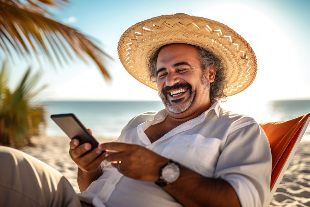 Hispanic mexican middle age man laughing summer adult. AI generated Image by rawpixel.