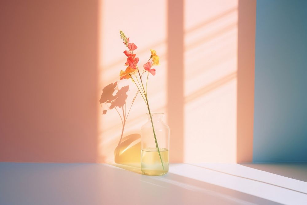 Light leak gradient windowsill flower plant. AI generated Image by rawpixel.