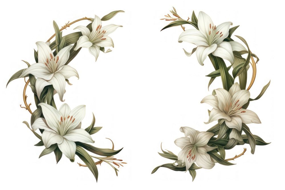 Lily wreath vintage flower plant. AI generated Image by rawpixel.