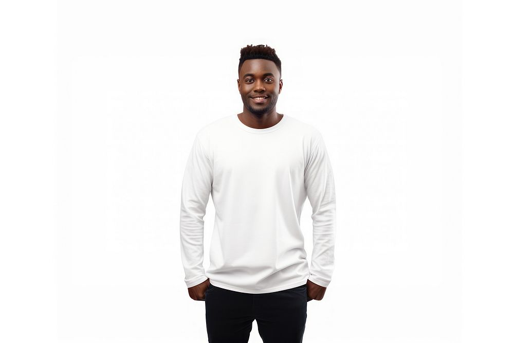 African american man standing t-shirt sweatshirt sleeve. AI generated Image by rawpixel.