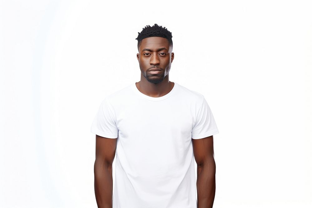 African american man standing t-shirt portrait sleeve. AI generated Image by rawpixel.