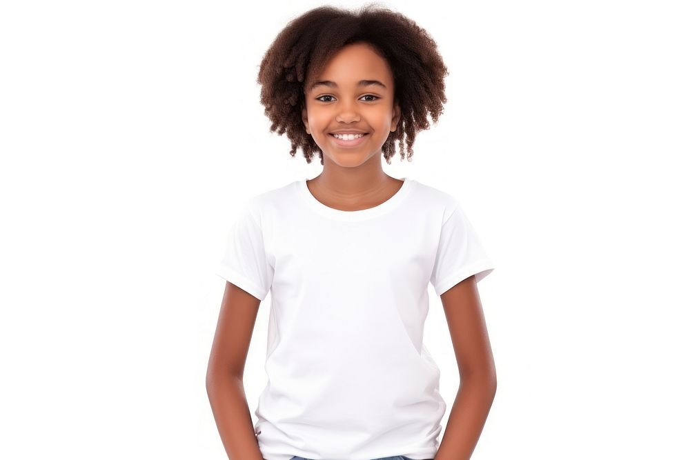 African american girl standing t-shirt sleeve pocket. AI generated Image by rawpixel.